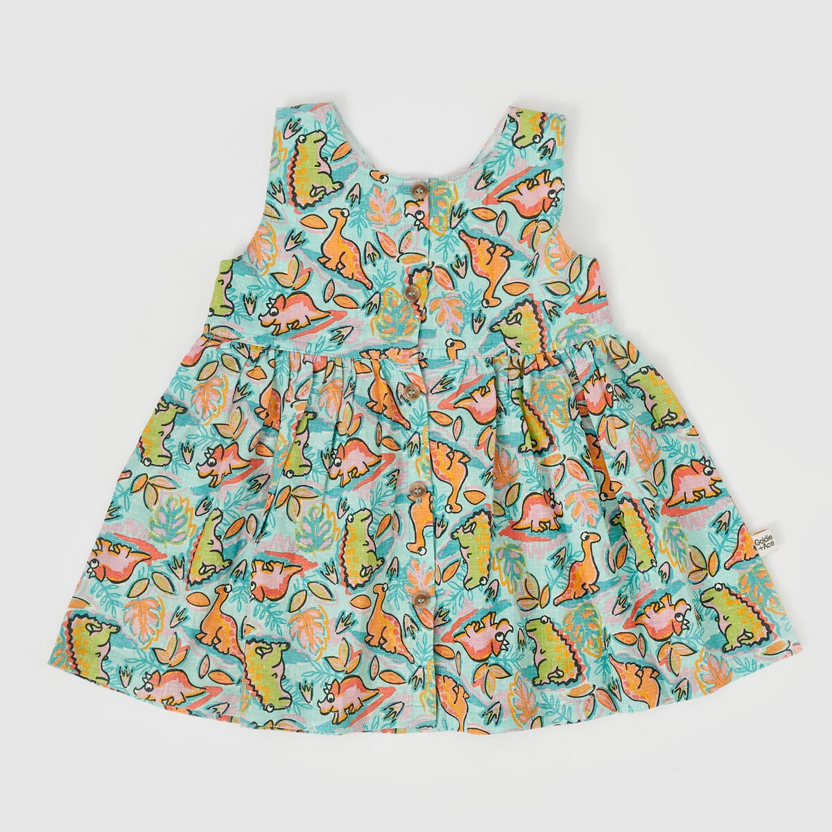 Wendy Y-Back Dino Jungle Linen Kids Dress