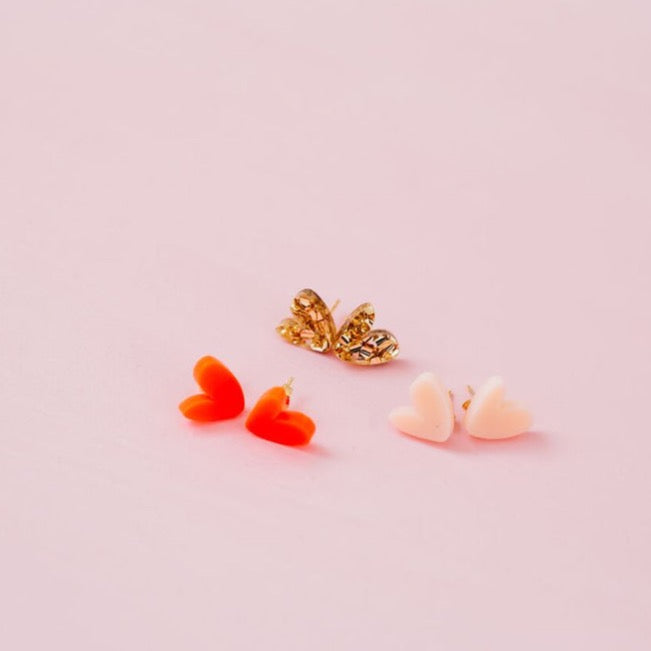 Heart Studs Pale Pink