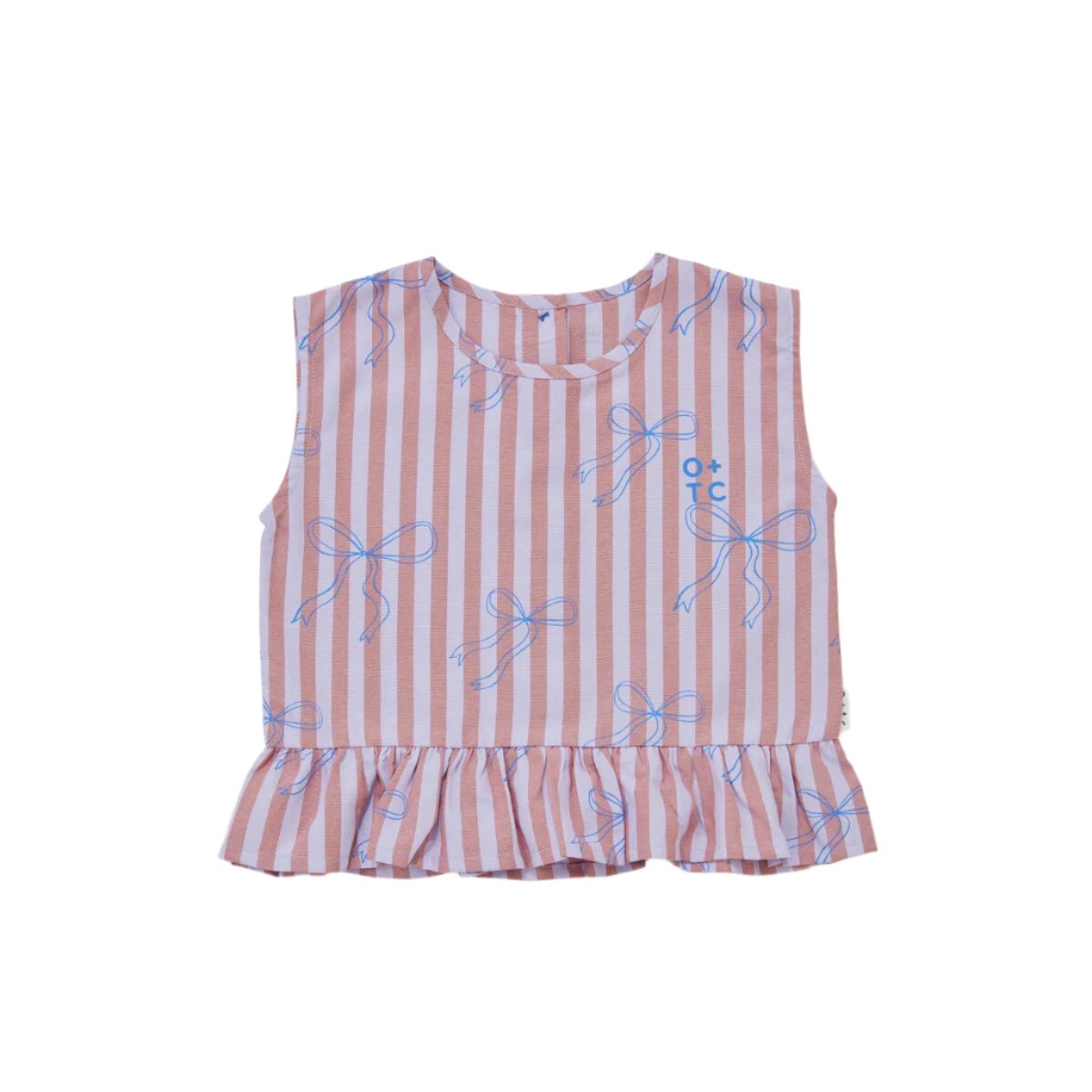 Blue Bows Boxy Frill Kids Singlet