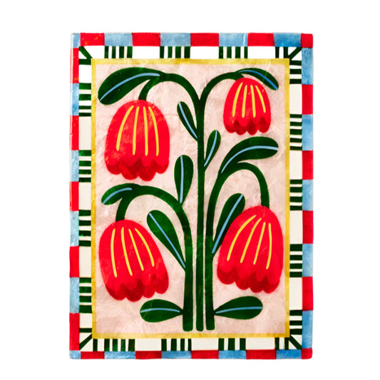 Bloom Nouveau Red Rectangle Wall Art