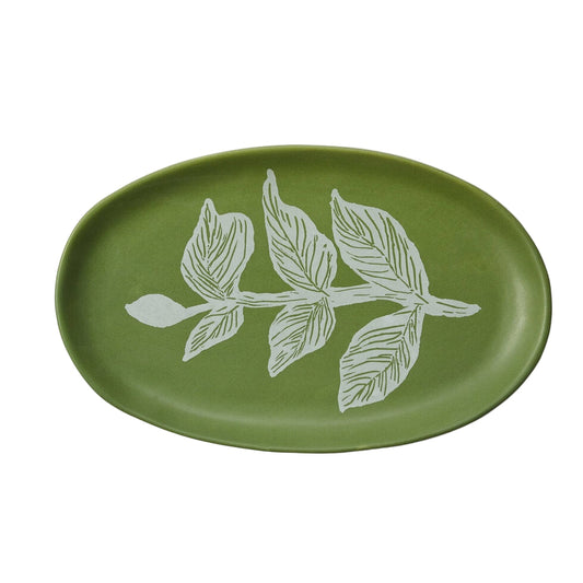 Vines Green Oval Plate