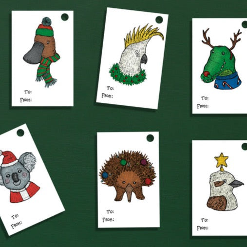 Assorted Aussie Animal Christmas Gift Tags - Pack of 6