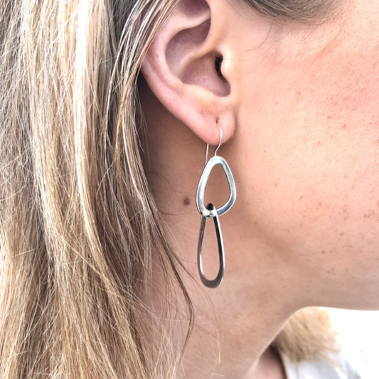 Double Loop Earrings Silver