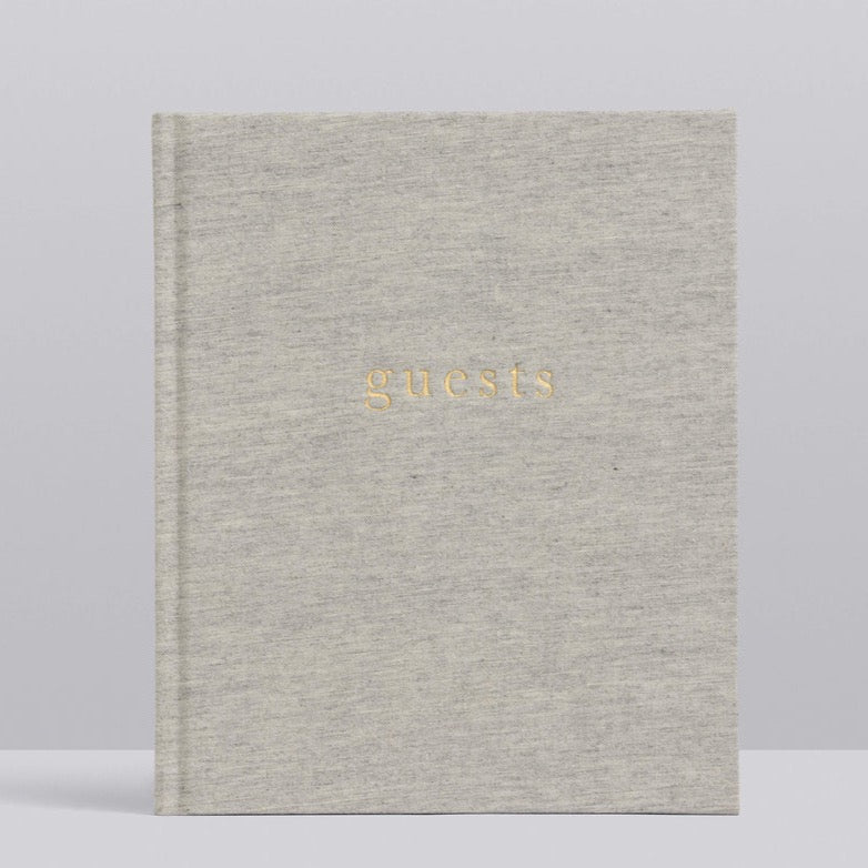 Guest Book Grey Linen