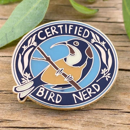 Certified Bird Nerd Enamel Pin