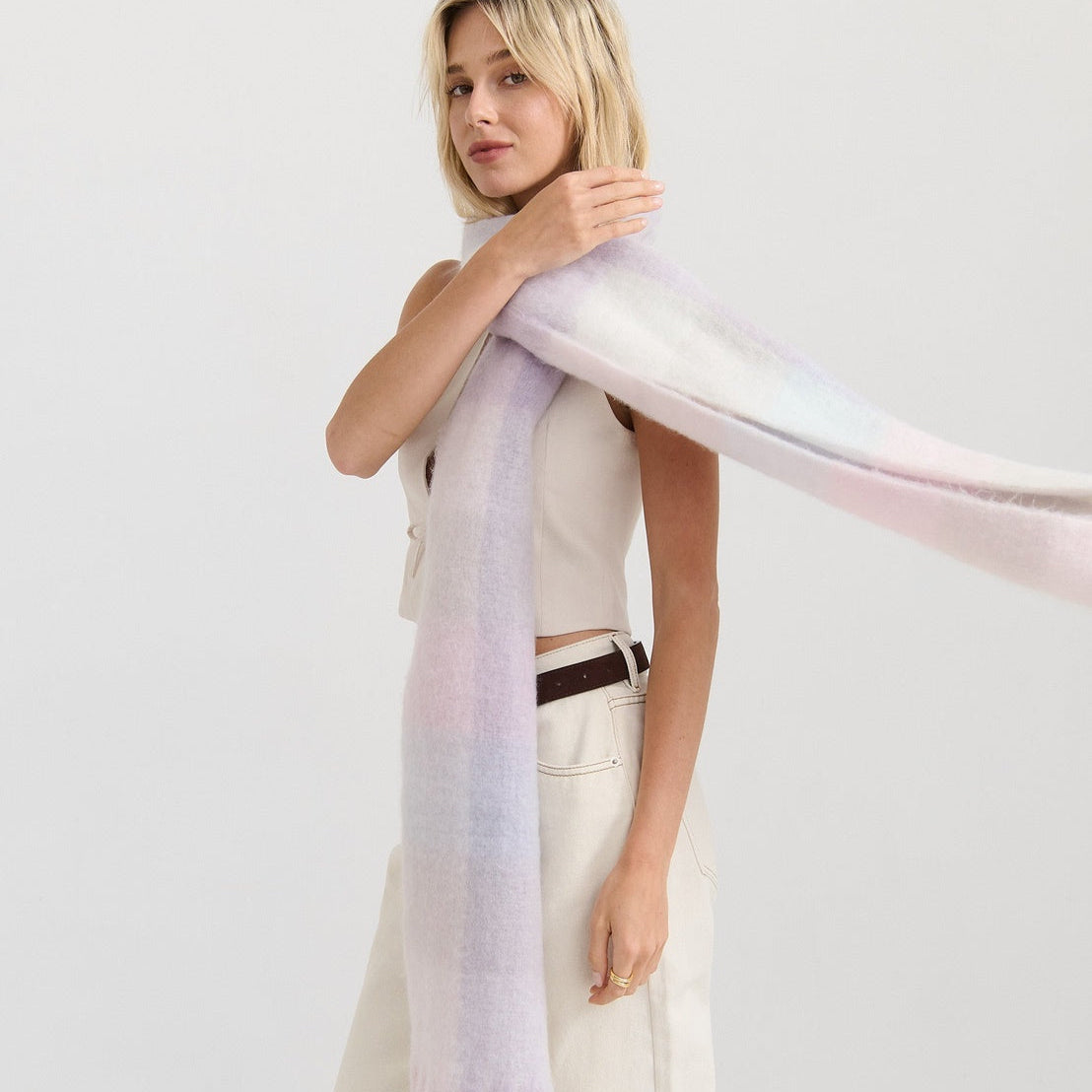 Matilda Soft Check Fluffy Scarf