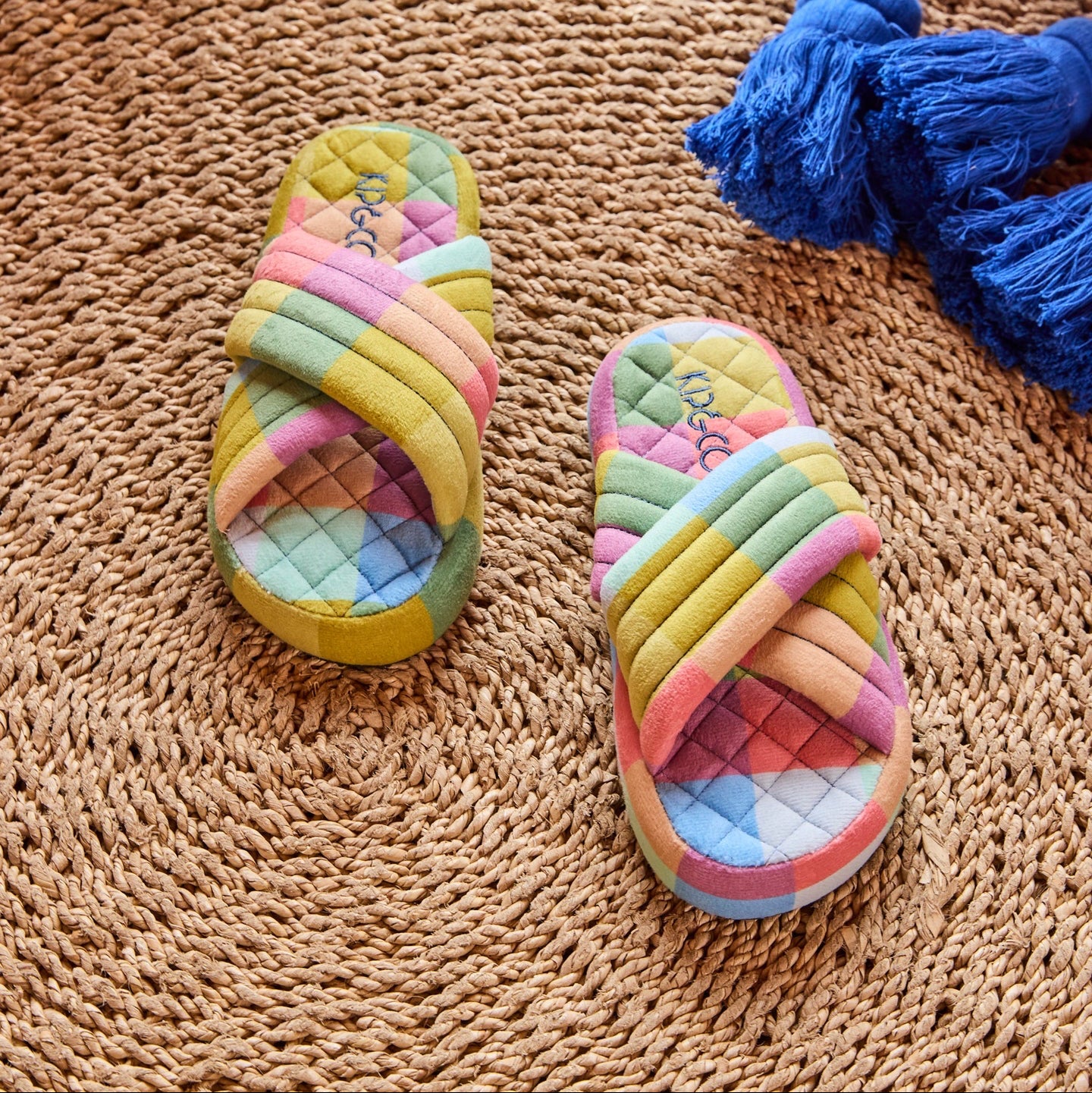 Florida Tartan Quilted Velvet Adult Slippers