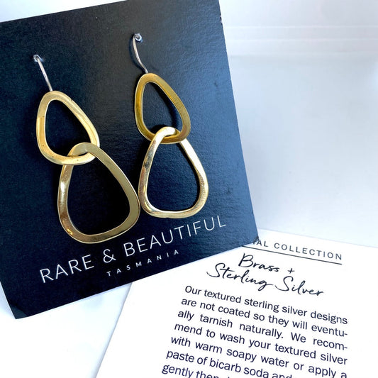 Double Loop Earrings Brass