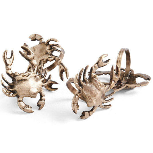 Crab Brass Napkin Rings Set of 4