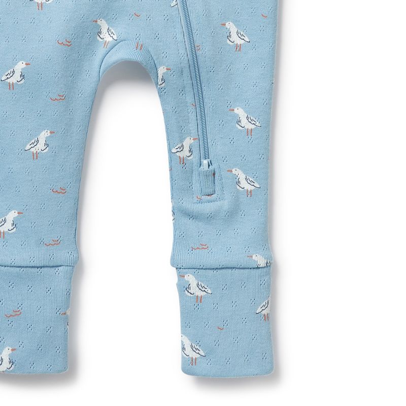 Sunny Seagulls Organic Pointelle Zipsuit