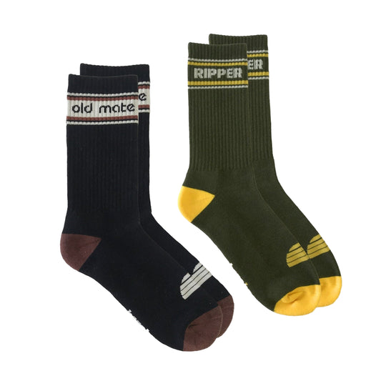 Old Mate and Ripper Organic Cotton Crew Sock Adult Pack