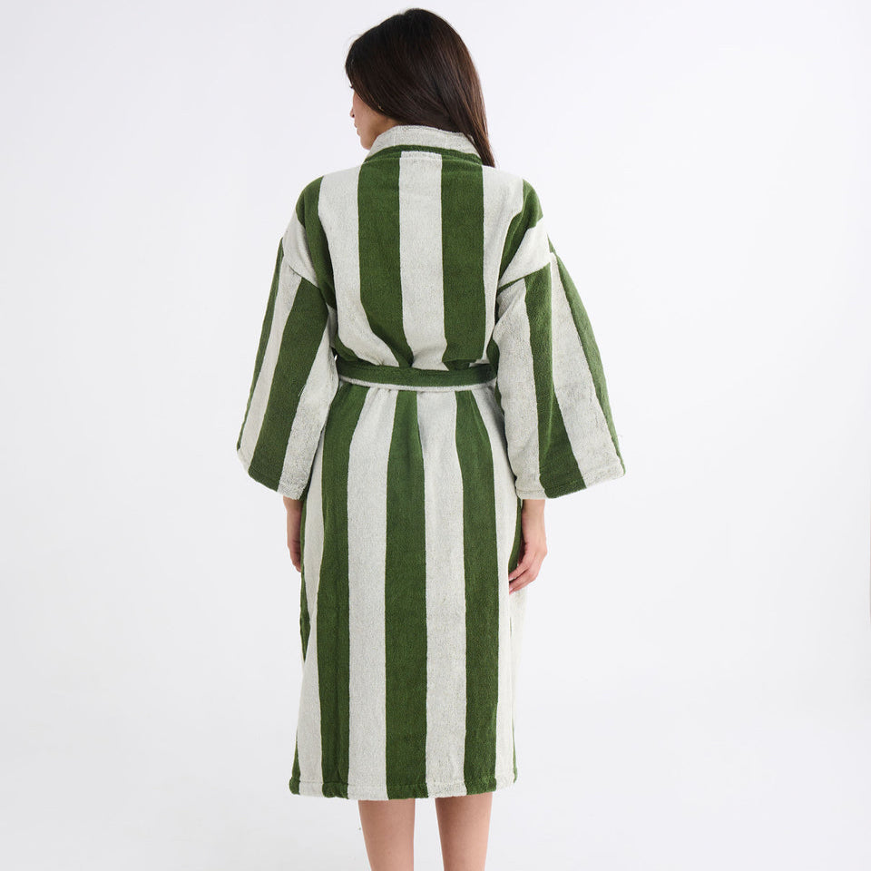 Moss Stripe Terry Bath Robe