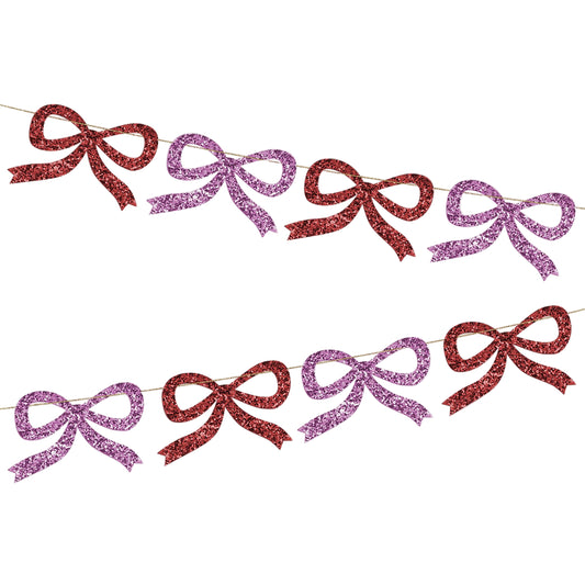 Red & Pink Glitter Bow Garland