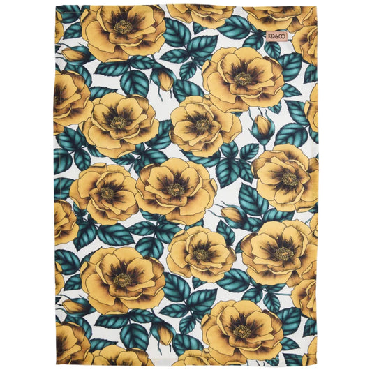 Golden Peony Tea Towel
