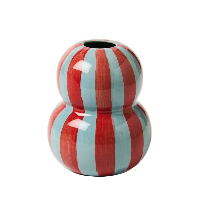 Fonda Burgundy Pale Blue Stripe Vase