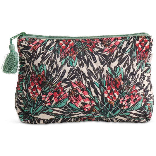 Protea Party Quilted Cotton Toiletry Purse