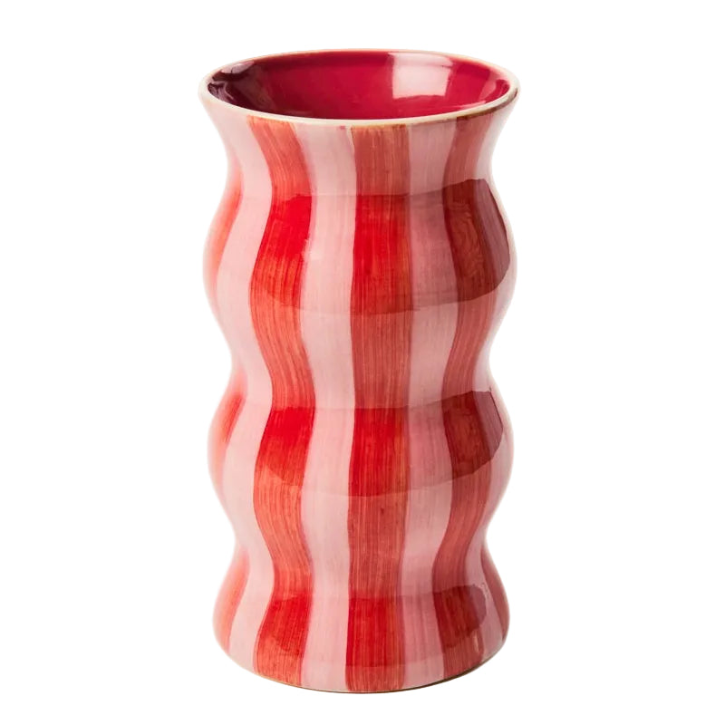 Palma Red Pink Stripe Vase
