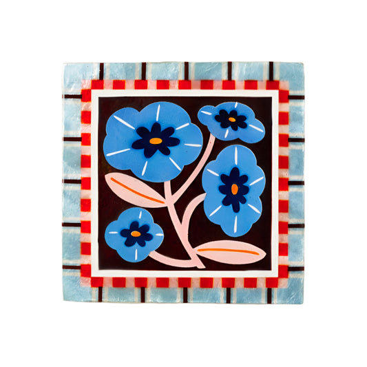 Bloom Nouveau Blue Square Wall Art