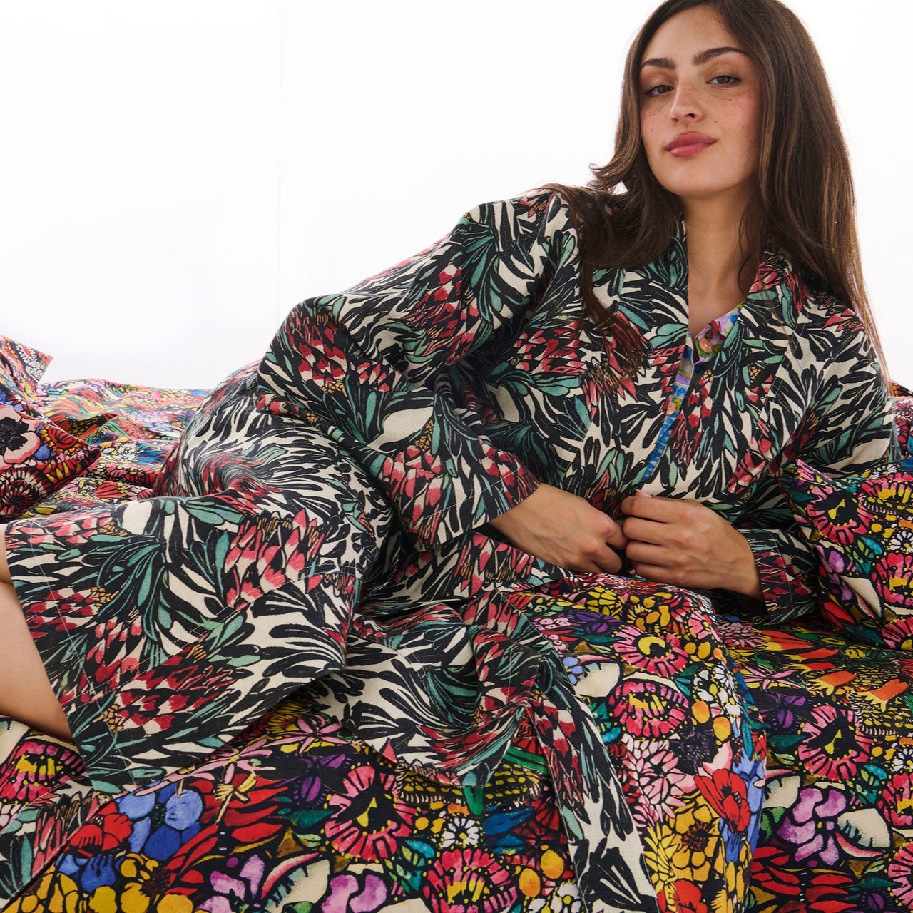 Protea Party Linen Robe