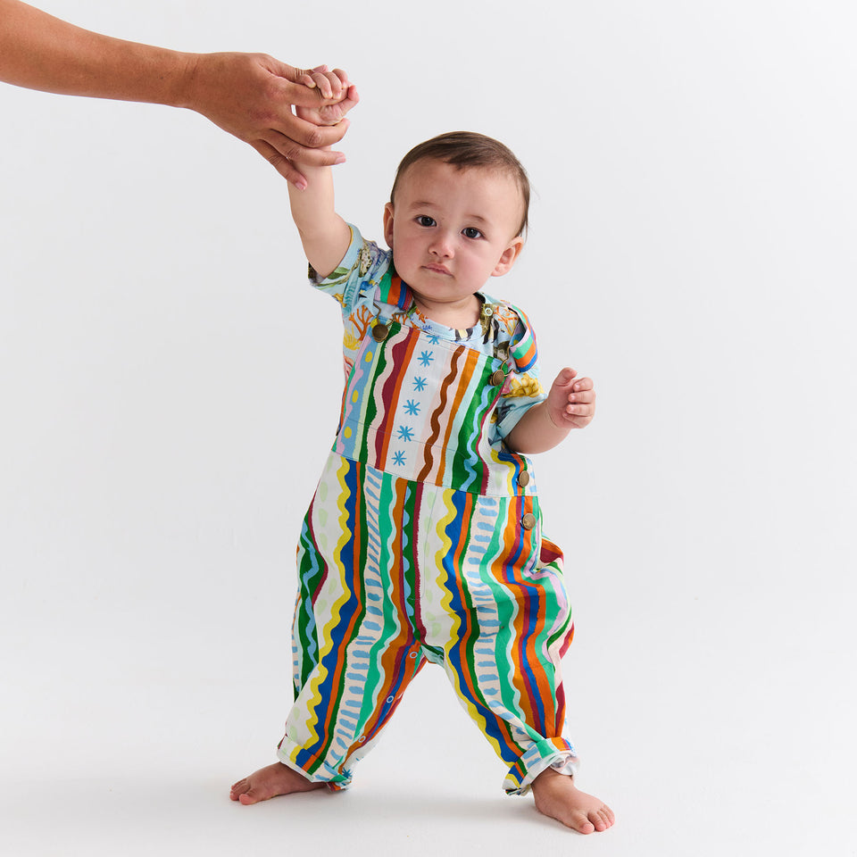 Beach Patterns Baby Cotton Drill Overalls