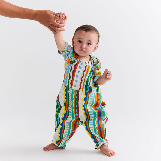 Beach Patterns Baby Cotton Drill Overalls