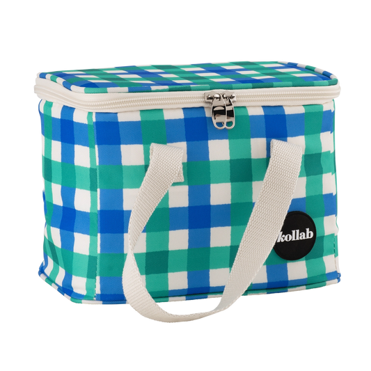 Green Blue Check Lunch Bag
