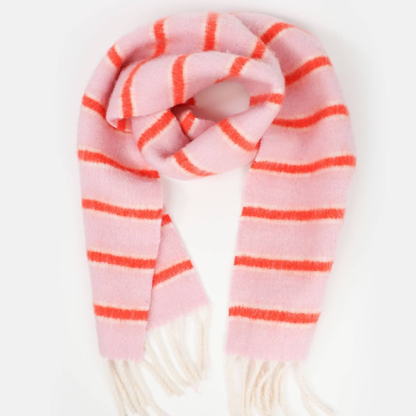 Candy Stripe Wool Blend Fluffy Scarf