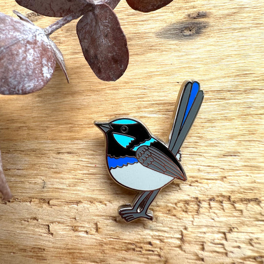Blue Wren Enamel Pin