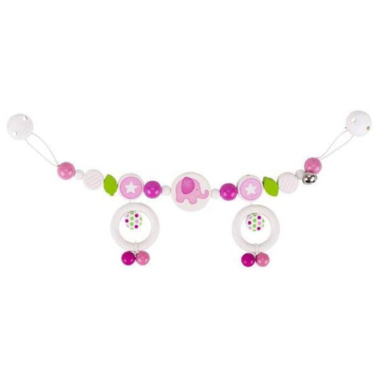 Pink Elephant Pram Chain With Clips