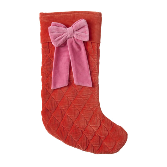 Christmas Bow Velvet Stocking
