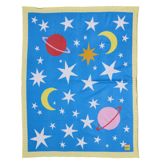 Stars And Moon Cotton Knitted Blanket