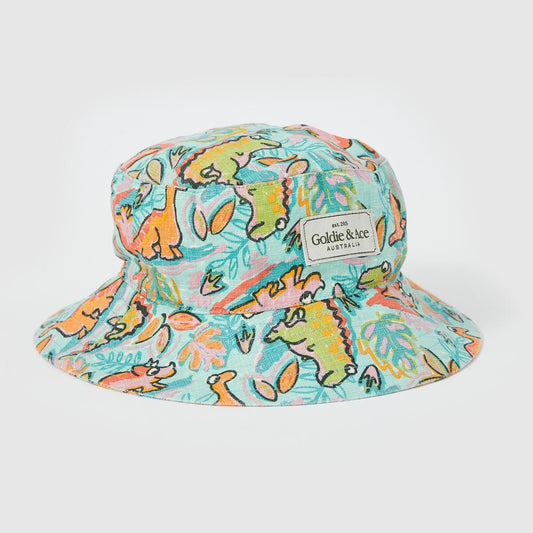 Dino Jungle Linen Bucket Hat