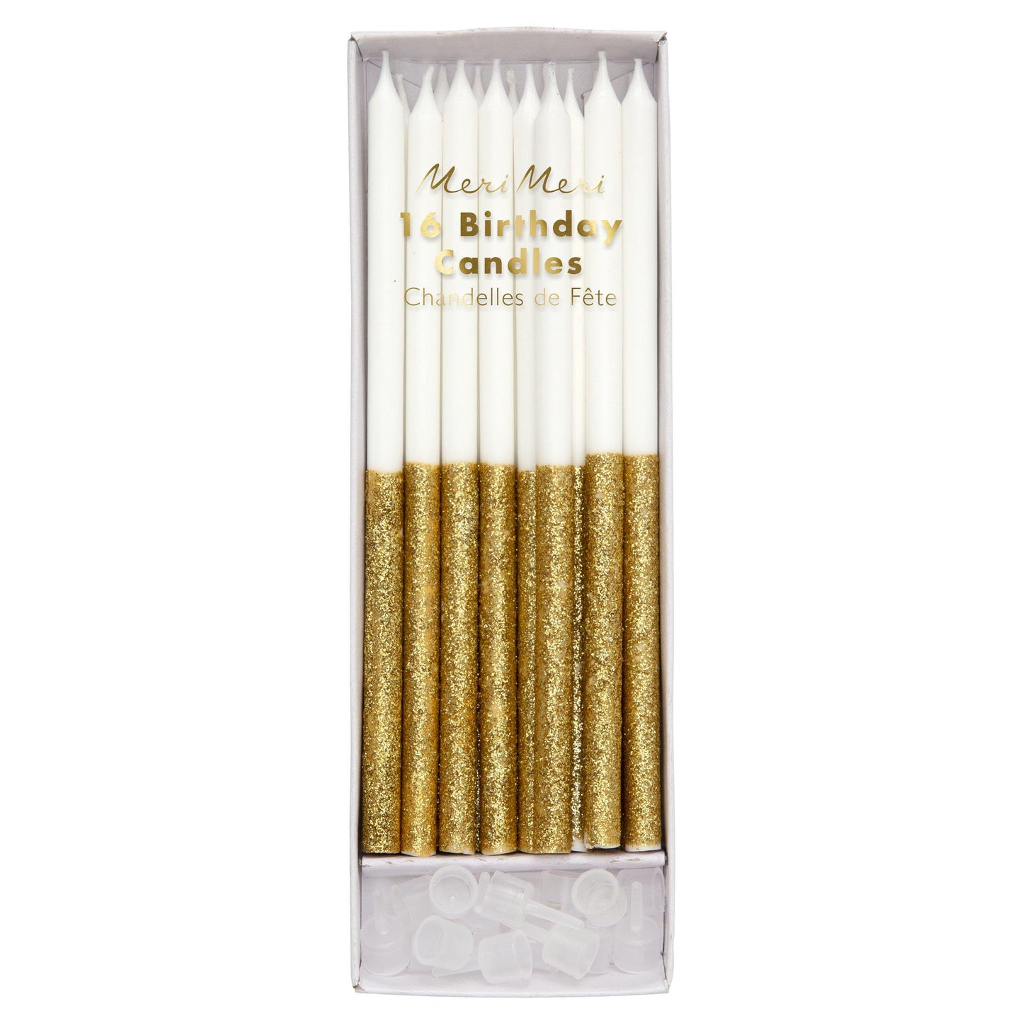 Gold Glitter Dipped Candles Pack of 16