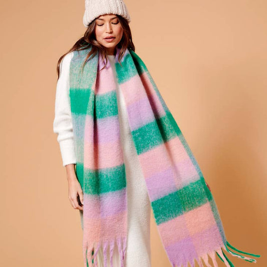 Pink & Green Check Scarf