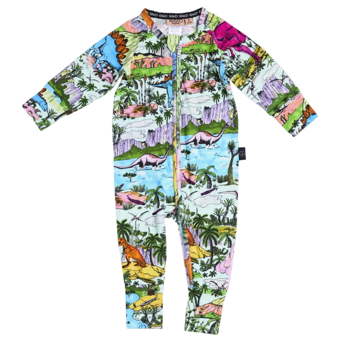 Jurassic Organic Long Sleeve Zip Romper