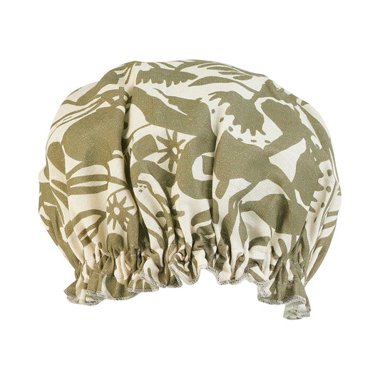 Linen Shower Cap Abstract Gum