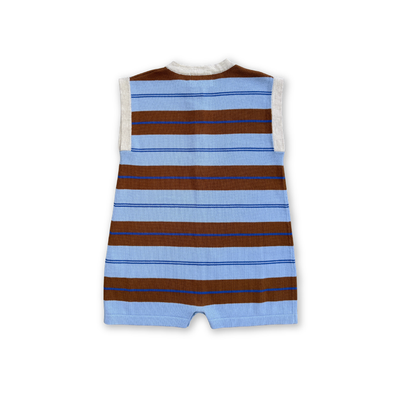 Organic Knitted Club Stripe Button-Up Baby Romper