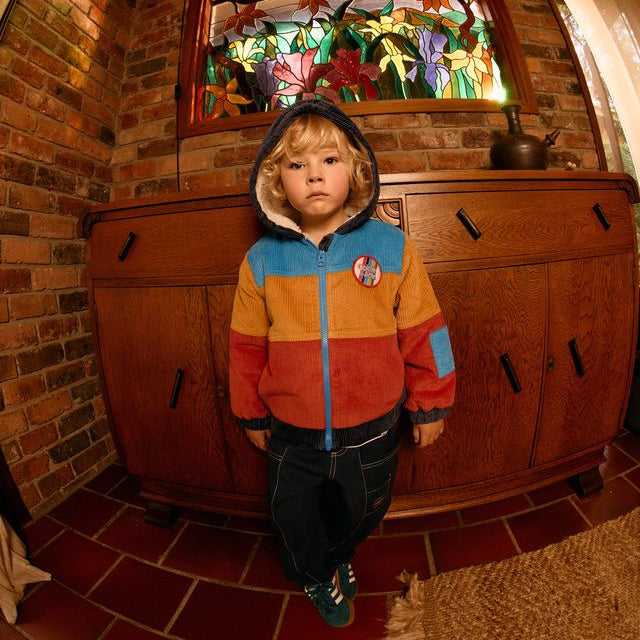 Retro Corduroy Colourblock Kids Jacket
