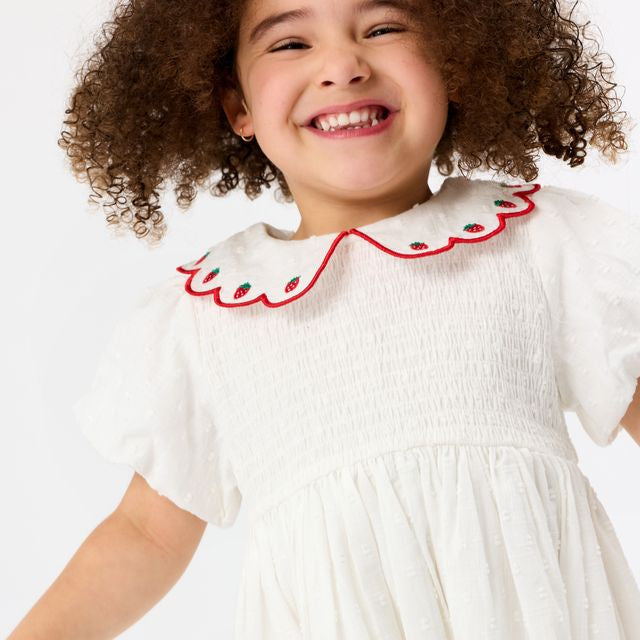 Sweet Strawberry Flo Smocked Kids Dress