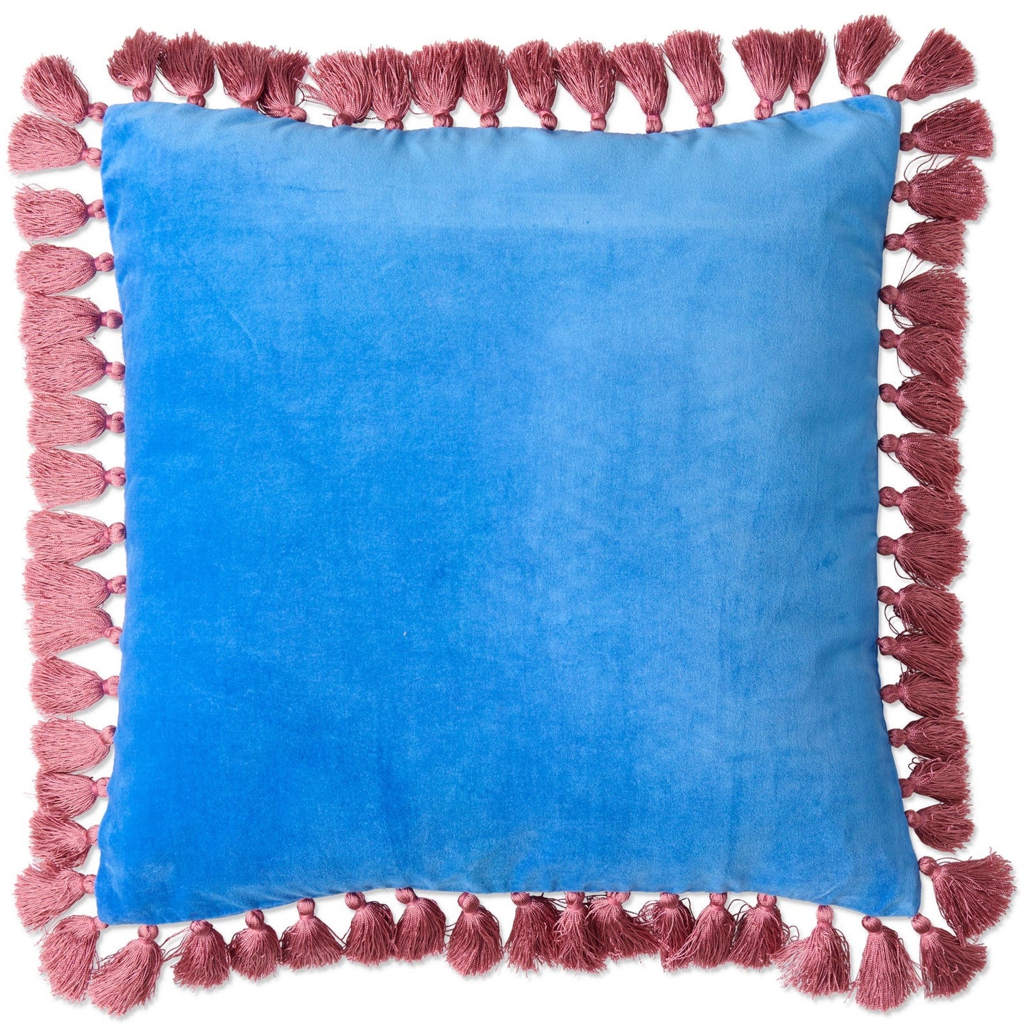 Sapphire Blush Velvet Tassel Cushion