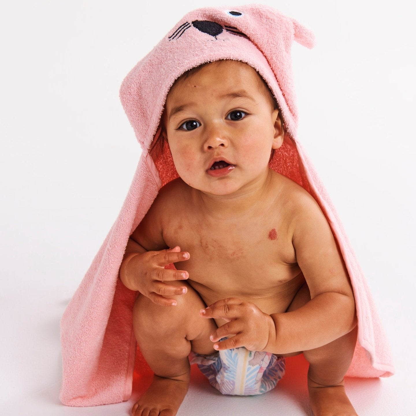 Pink Cat Terry Baby Towel