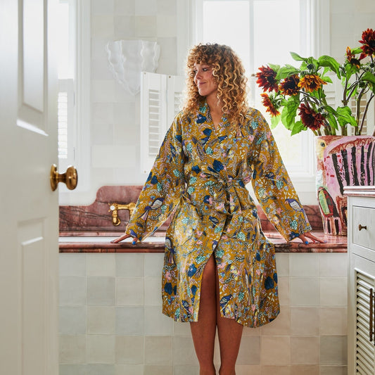 Birds Of Paradise Linen Robe