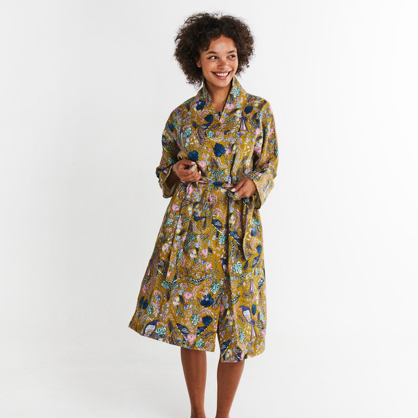 Birds Of Paradise Linen Robe