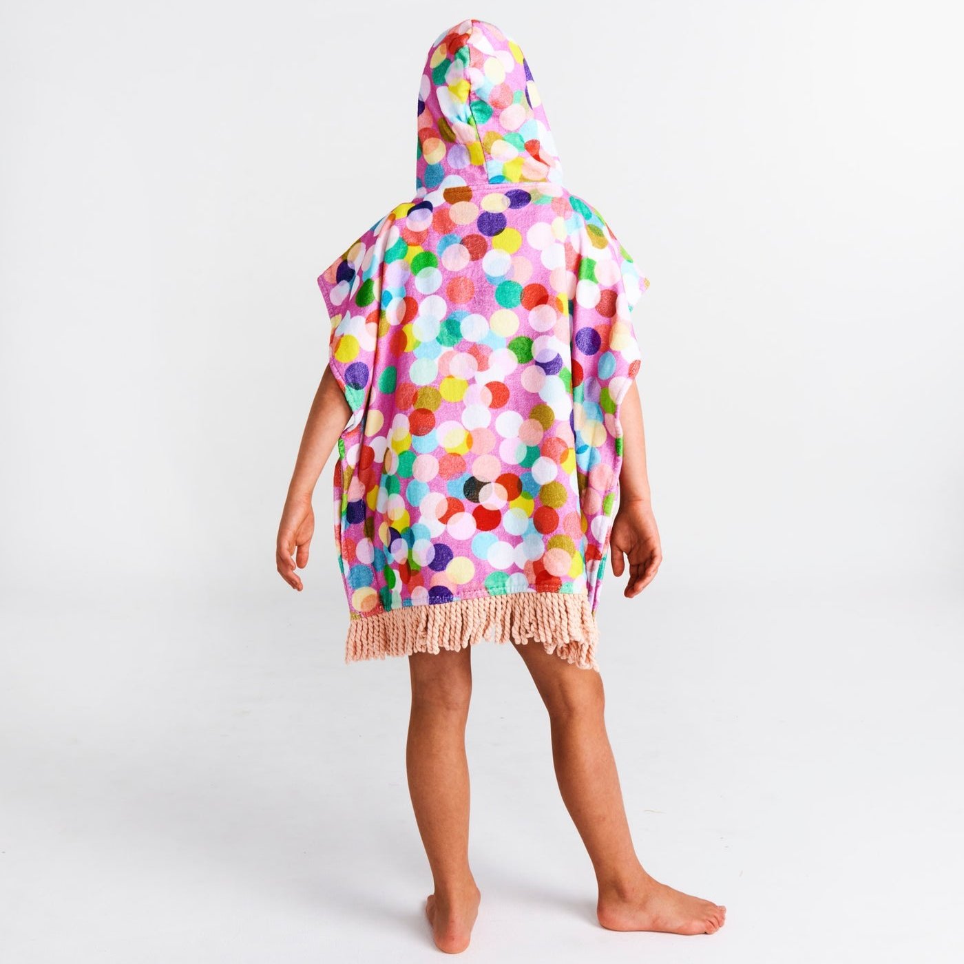 Confetti Pink Printed Kids Terry Poncho