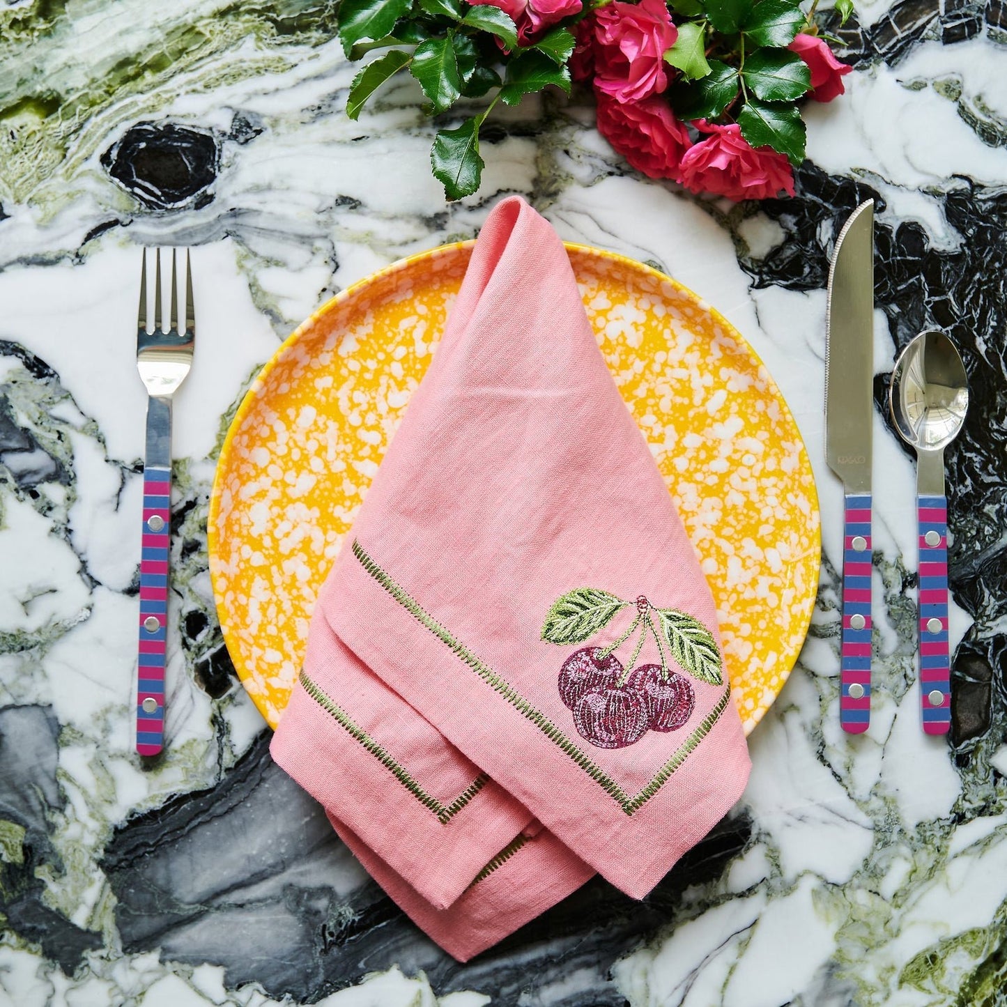 Berry Bliss Embroidered Linen Napkin Set of 4