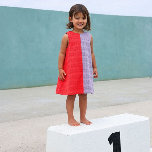 Fiesta & Mauve Bubble Terry Towelling Kids Dress