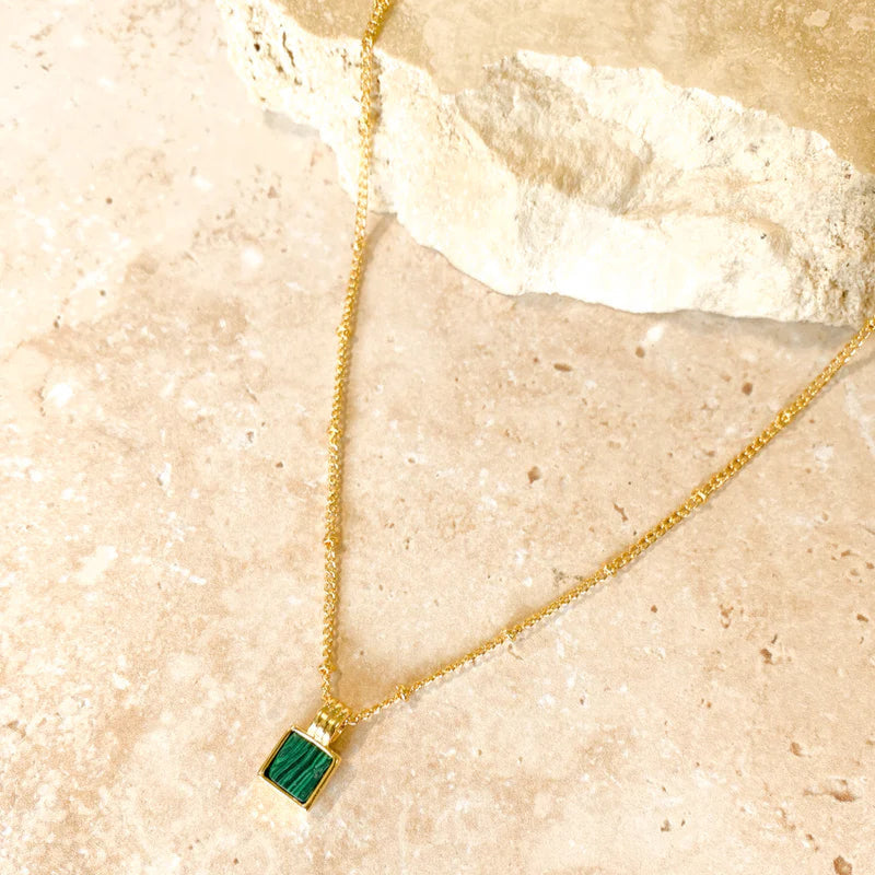 Neysa Stone Pendant 18K Gold Plated Necklace