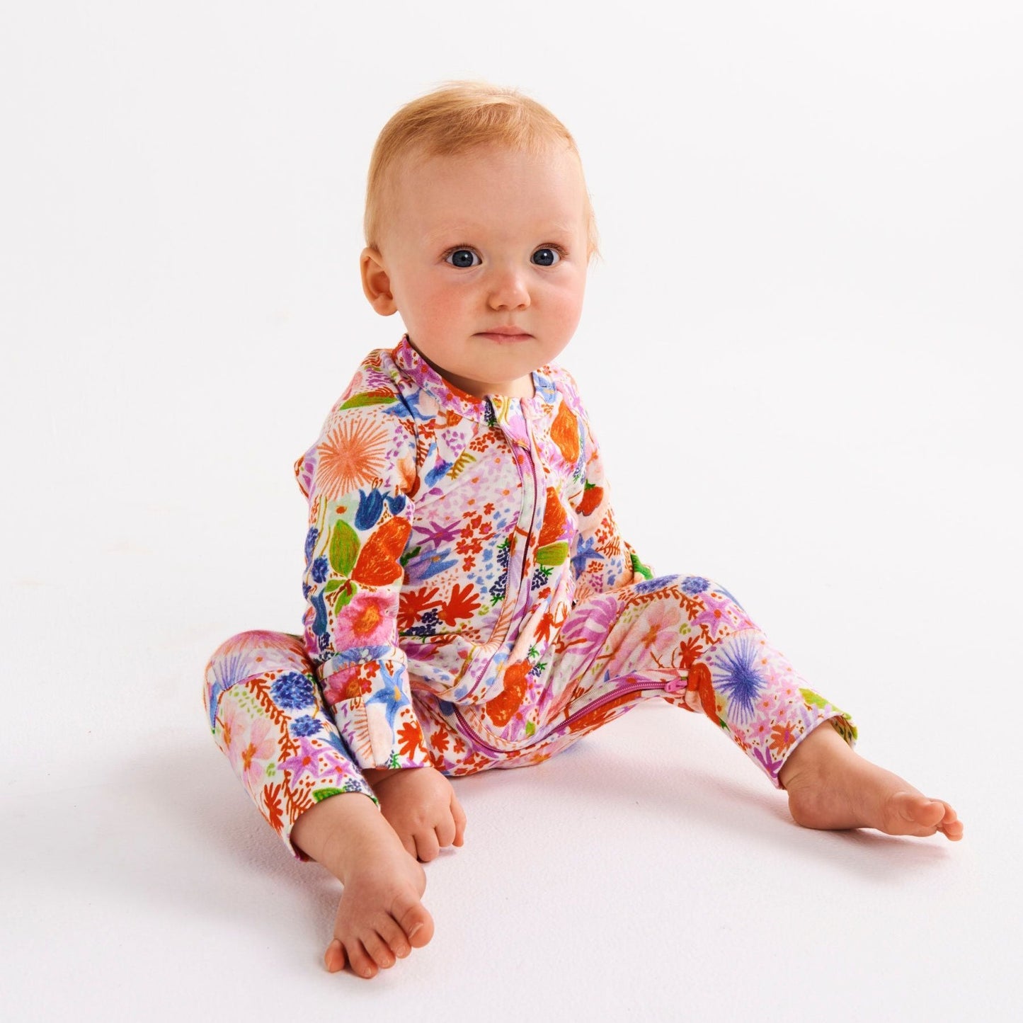 Meandering Meadow Organic Long Sleeve Zip Romper