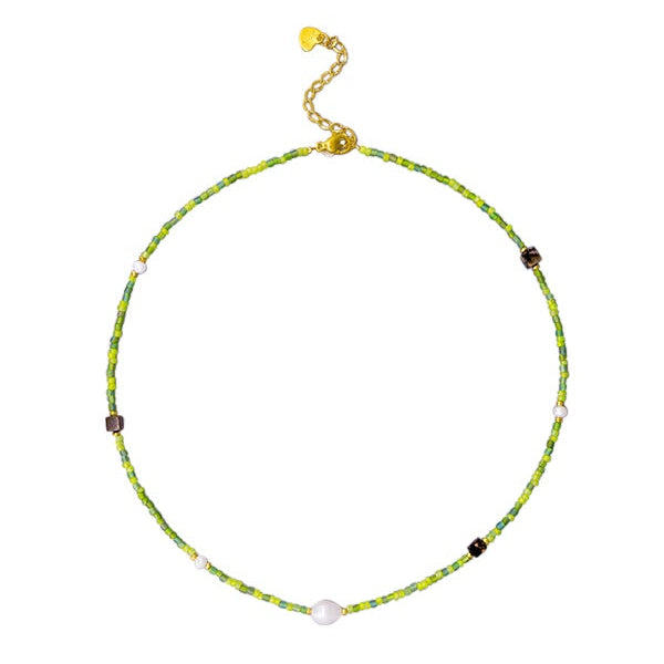 Forest Cut Stone and Freshwater Pearl Necklace