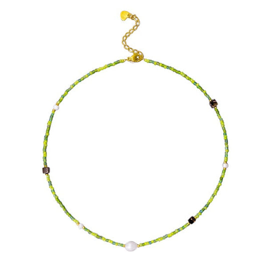 Forest Cut Stone and Freshwater Pearl Necklace